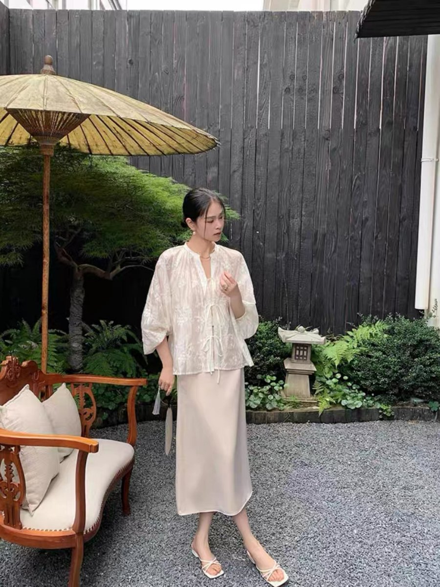 Yu Chu Delicate Embroided Sheer Top