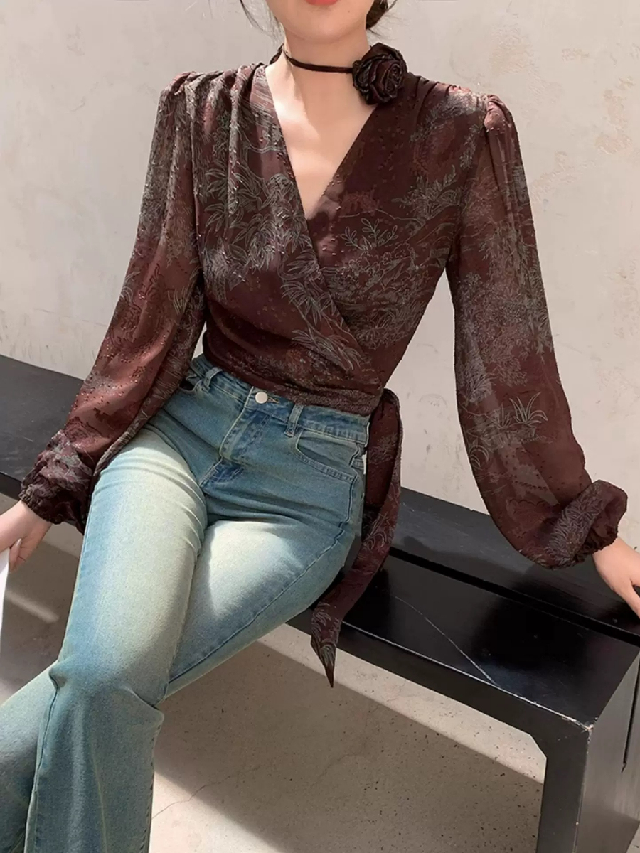 Yu Da Floral Wrap Top