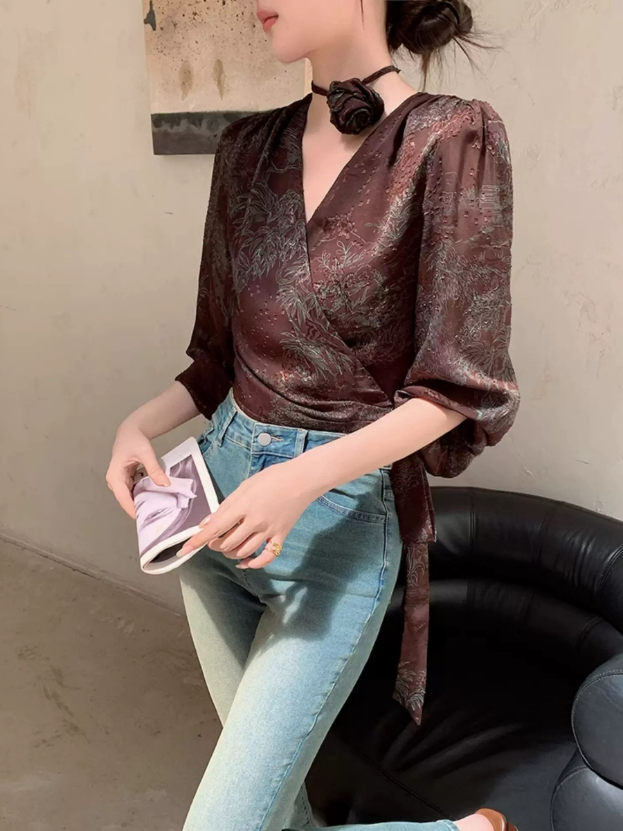 Yu Da Floral Wrap Top