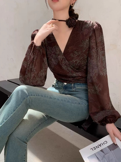 Yu Da Floral Wrap Top
