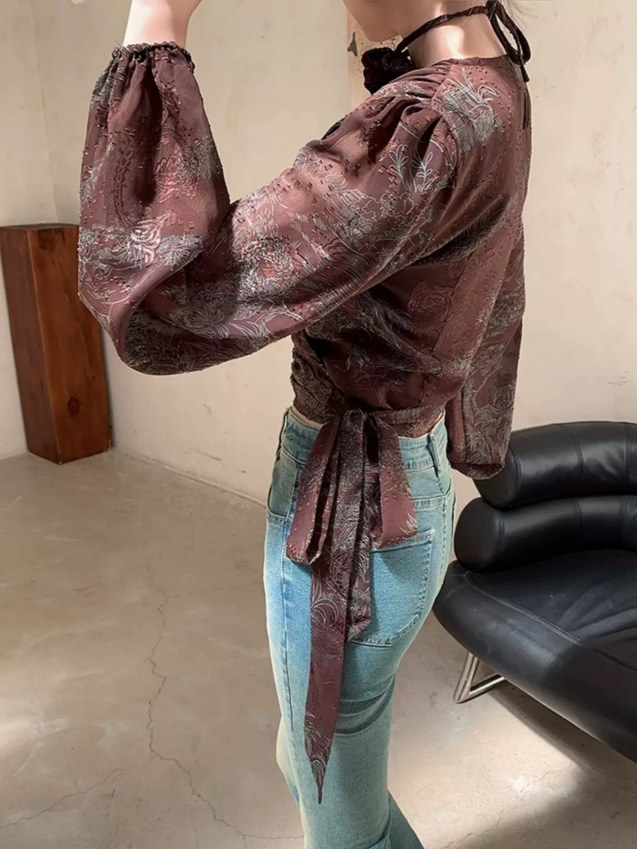 Yu Da Floral Wrap Top