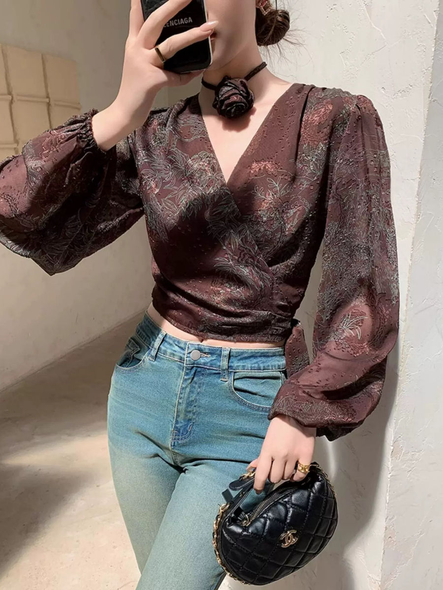 Yu Da Floral Wrap Top