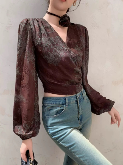 Yu Da Floral Wrap Top