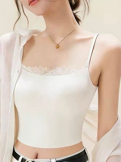Euphemie Lacey Trim Padded Crop Top