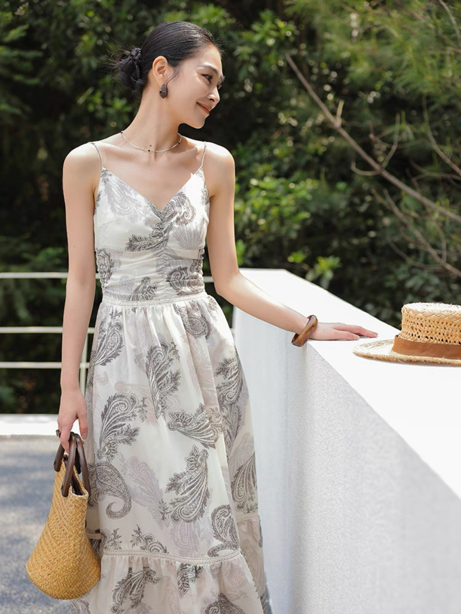 Margey Feather Print Cami Dress