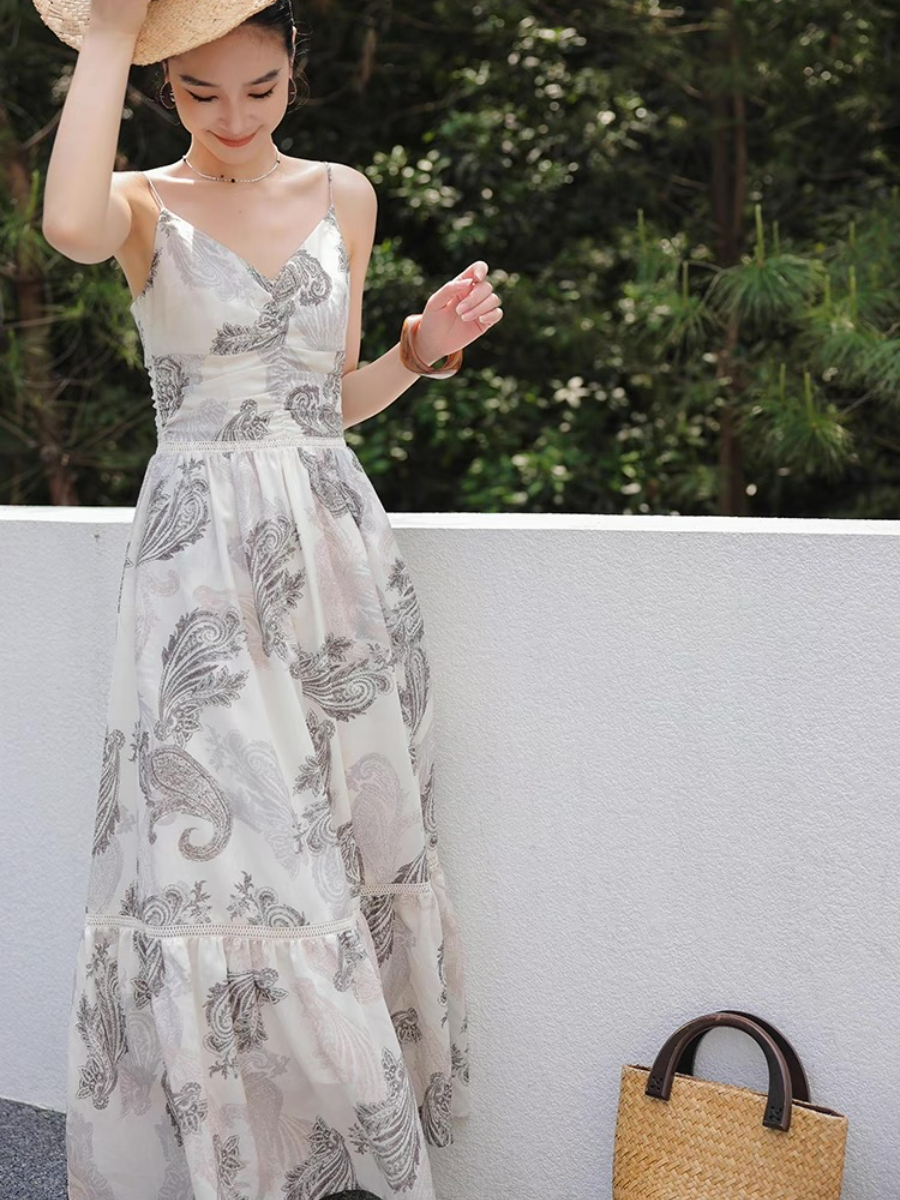 Margey Feather Print Cami Dress