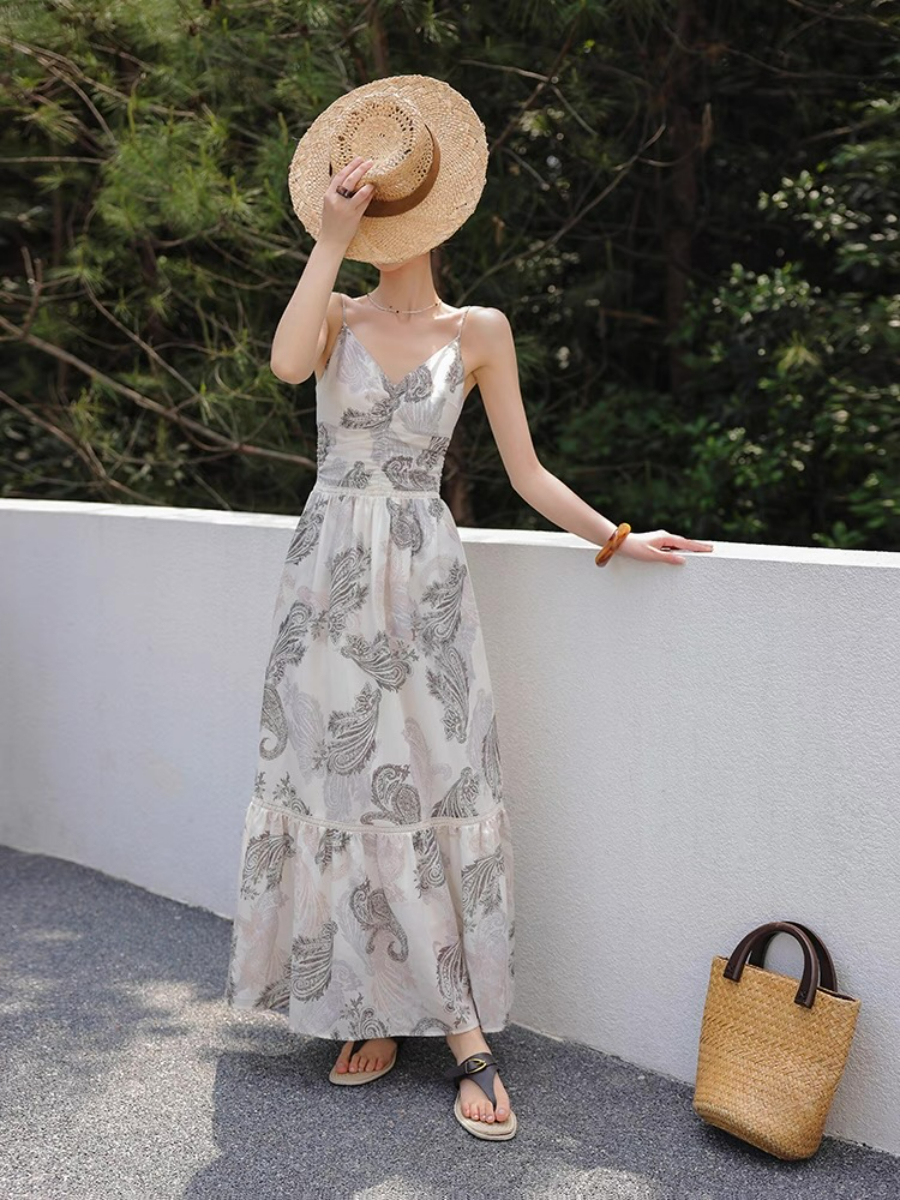 Margey Feather Print Cami Dress