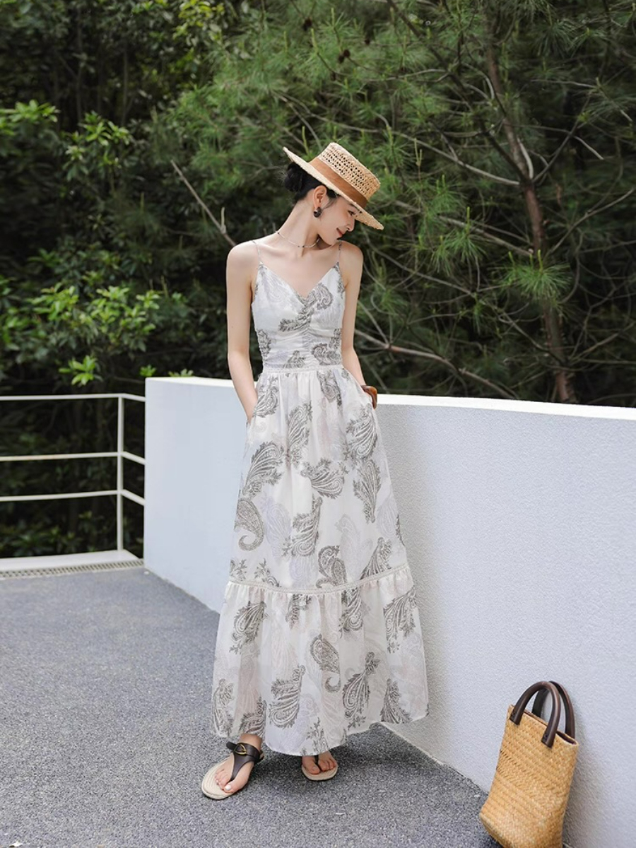 Margey Feather Print Cami Dress