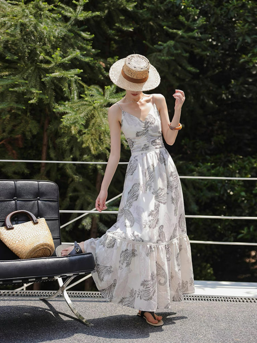 Margey Feather Print Cami Dress