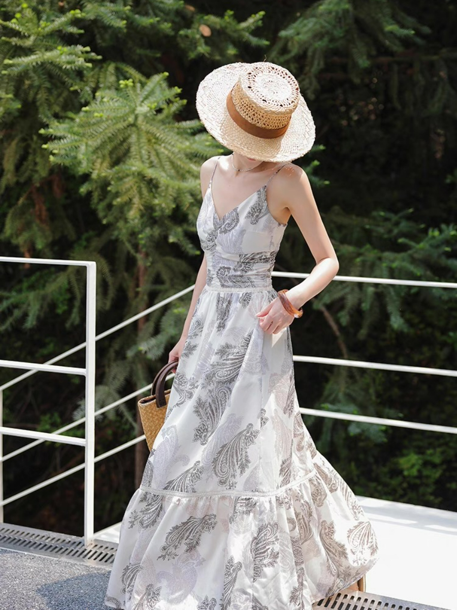 Margey Feather Print Cami Dress