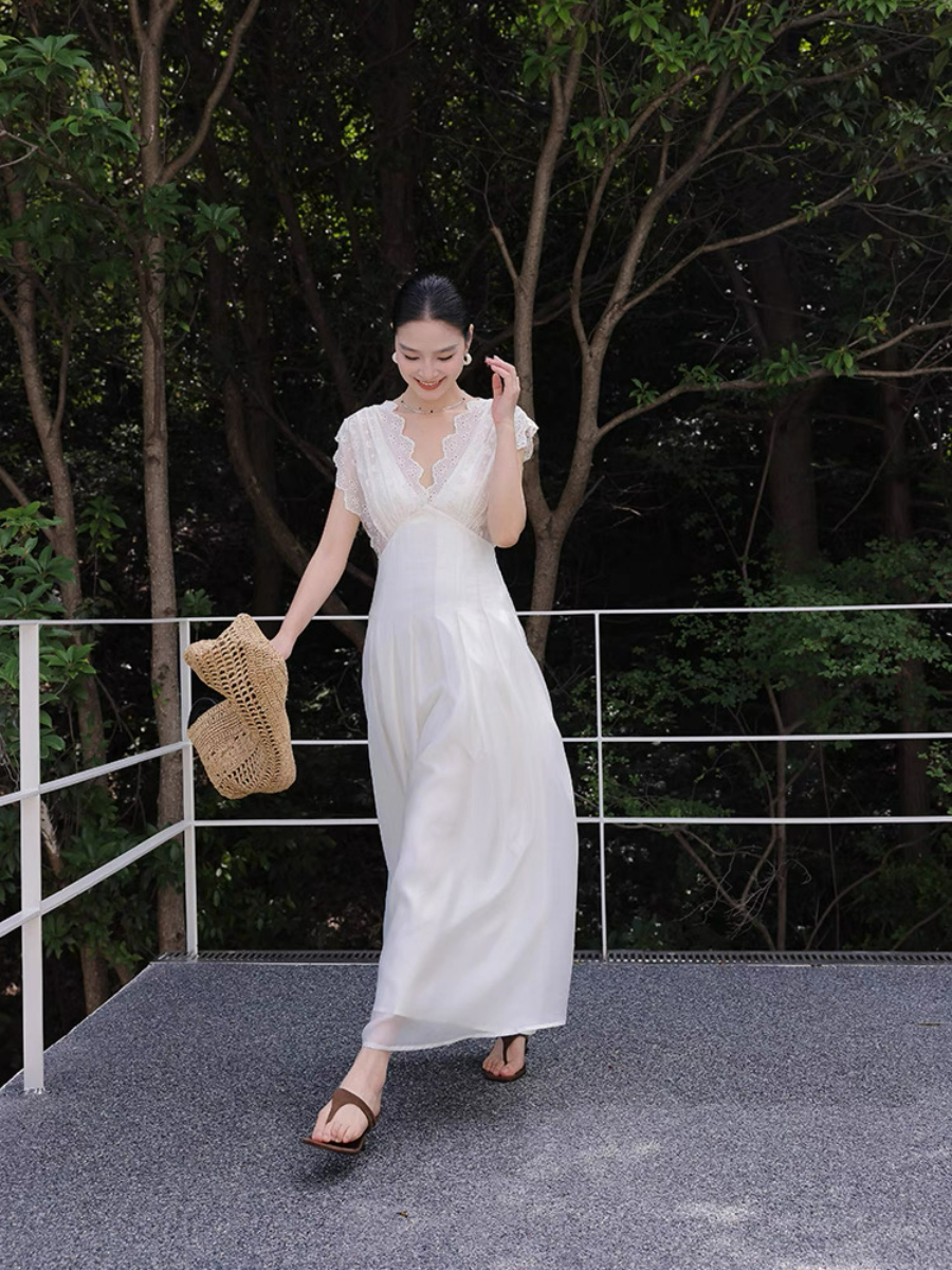 Madelle Lace Crochet V-Neck Dress