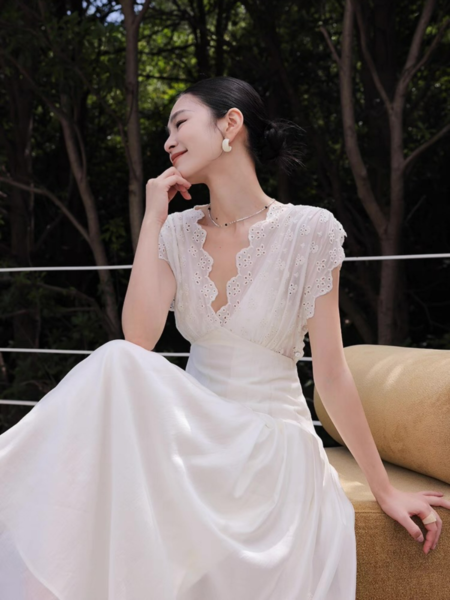 Madelle Lace Crochet V-Neck Dress