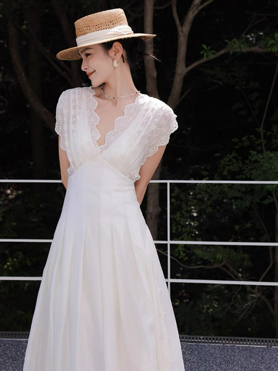 Madelle Lace Crochet V-Neck Dress