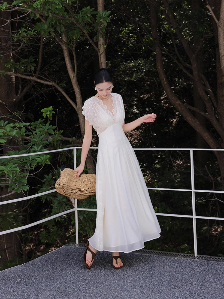 Madelle Lace Crochet V-Neck Dress