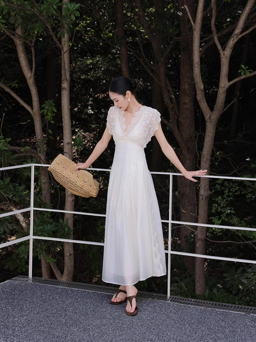 Madelle Lace Crochet V-Neck Dress