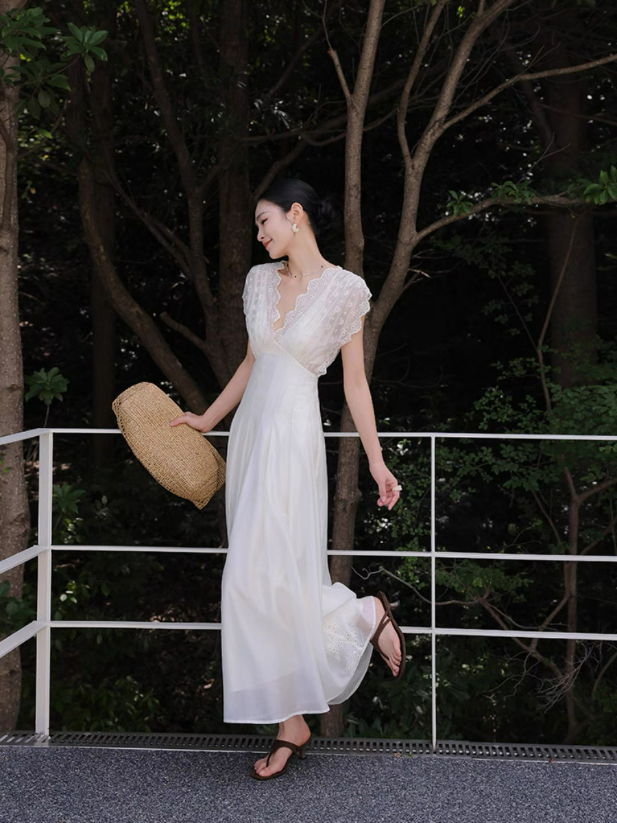 Madelle Lace Crochet V-Neck Dress