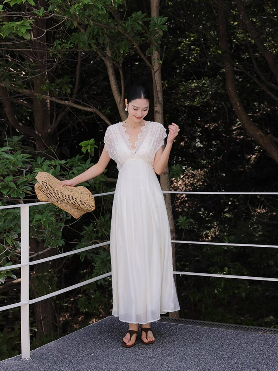 Madelle Lace Crochet V-Neck Dress