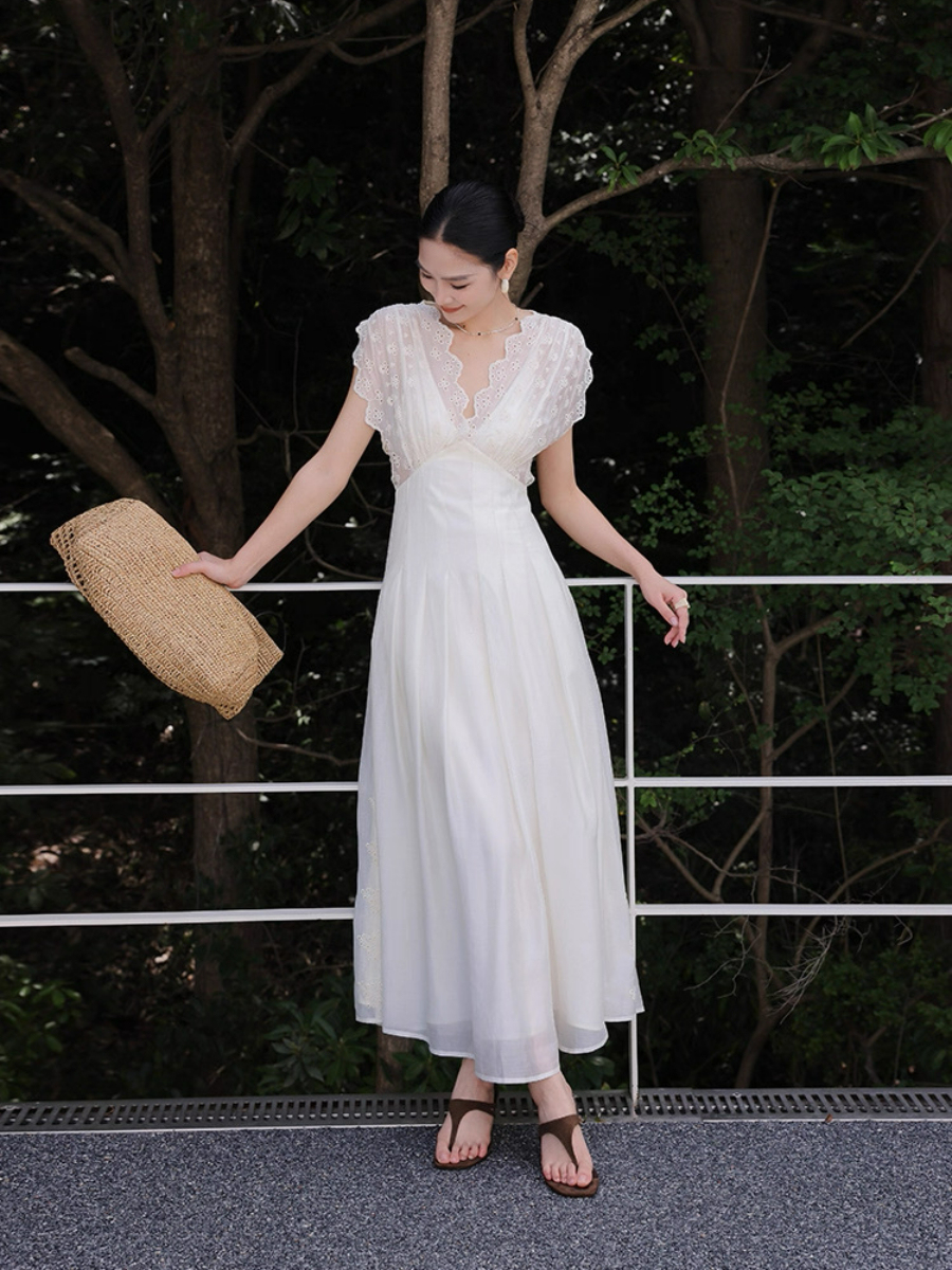 Madelle Lace Crochet V-Neck Dress