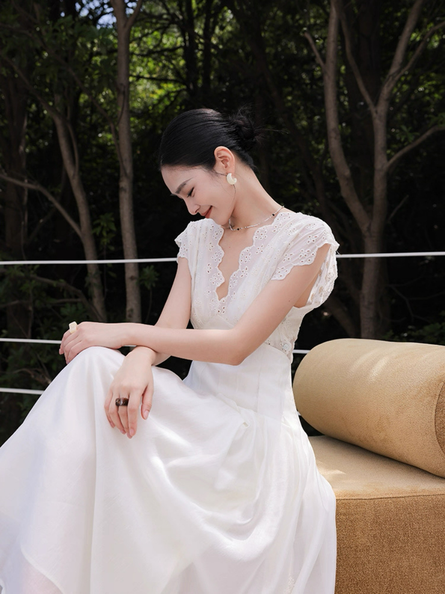 Madelle Lace Crochet V-Neck Dress