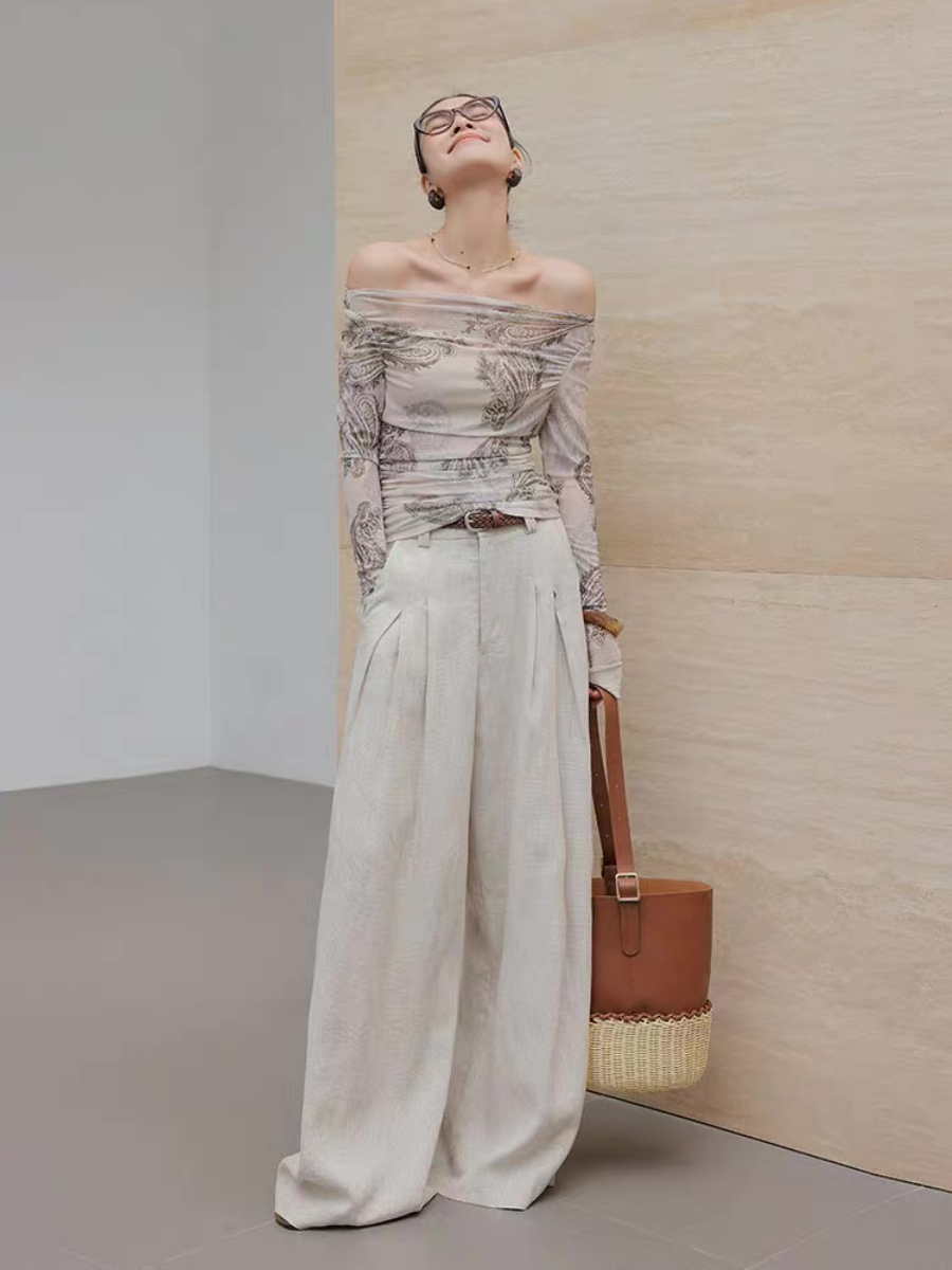 Marquise Feather Print Two Way Top (One/ Off Shoulder)