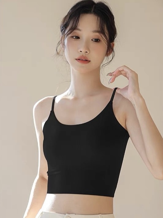 Demi U-Neck Padded Crop Top-The Black Bow-