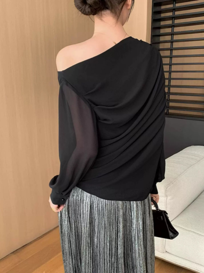 Yanelis One Shoulder Chiffon Top