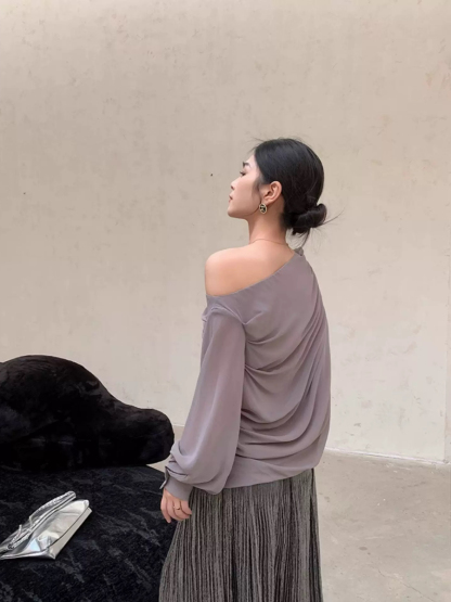 Yanelis One Shoulder Chiffon Top