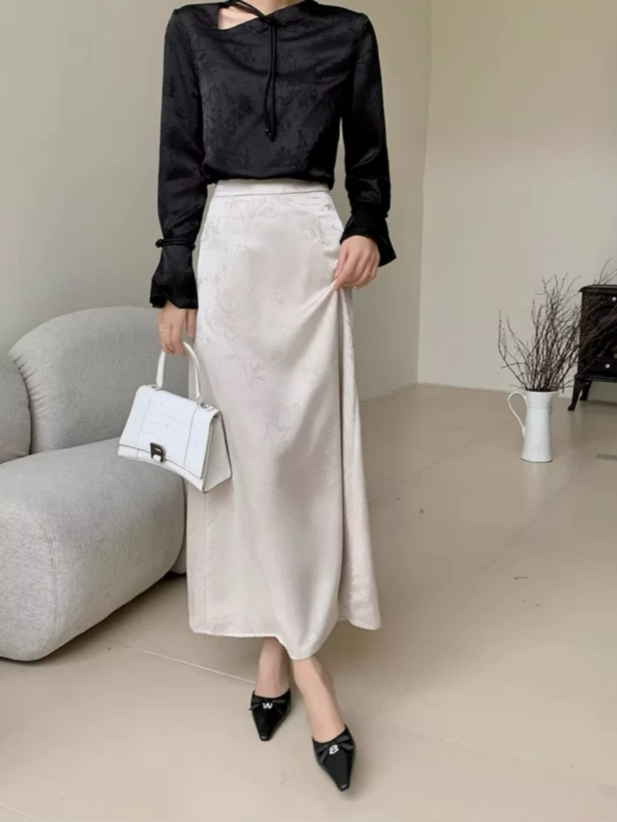 Yu Feng Asymmetric Collar Oriental Top