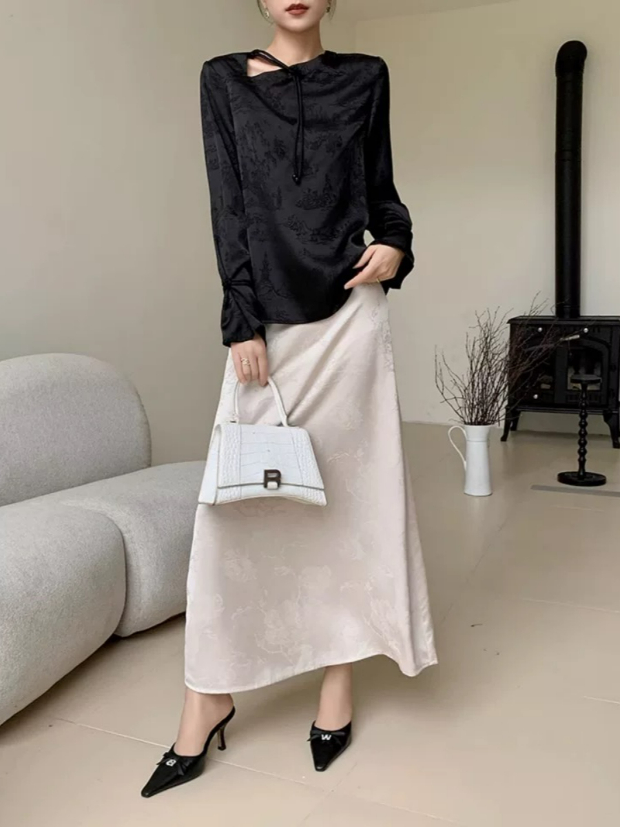 Yu Feng Asymmetric Collar Oriental Top