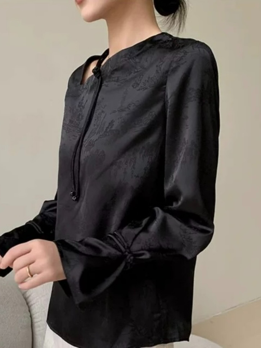 Yu Feng Asymmetric Collar Oriental Top