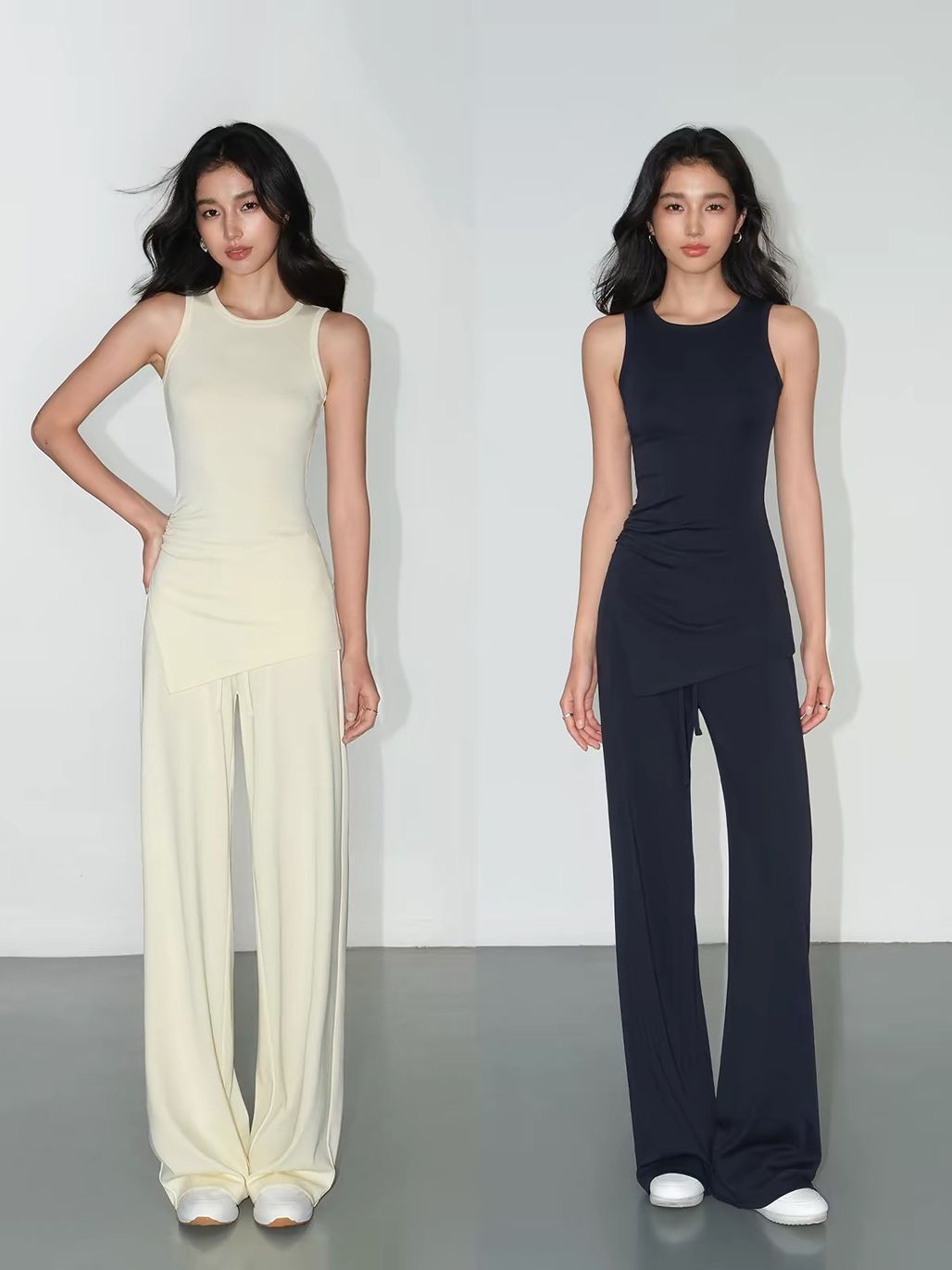Vachi Asymmetric Longline Top & Soft Drape Pants (Sold Seperately)