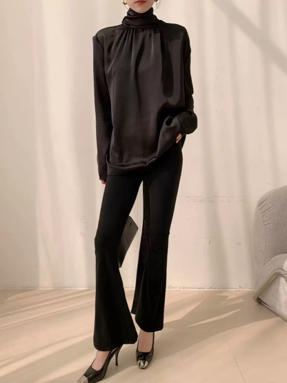 Yvette High Neck Tie Up Shirt