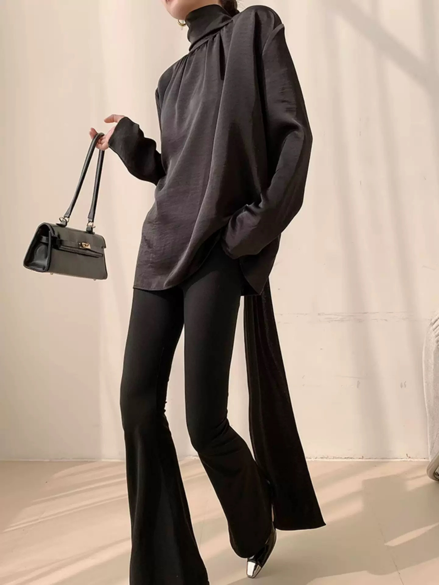 Yvette High Neck Tie Up Shirt