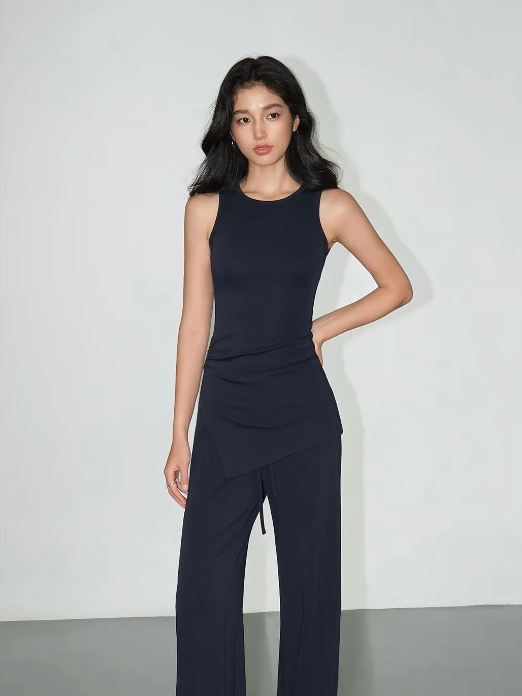 Vachi Asymmetric Longline Top & Soft Drape Pants (Sold Seperately)