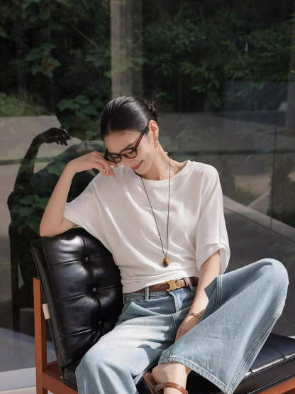 Mitty Mid Sleeve Crew Neck Top