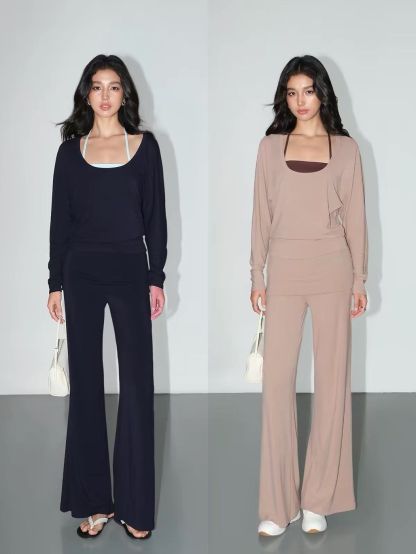 Vaiana Three-Piece Casual Knit Top & Panel Overlay Pants (Sold Seperately)