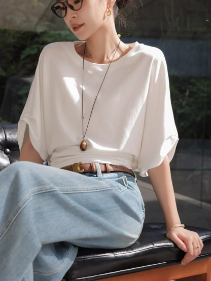 Mitty Mid Sleeve Crew Neck Top
