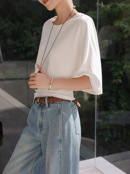 Mitty Mid Sleeve Crew Neck Top