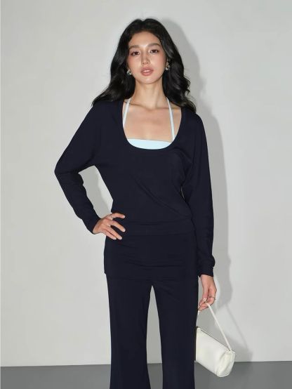Vaiana Three-Piece Casual Knit Top & Panel Overlay Pants (Sold Seperately)