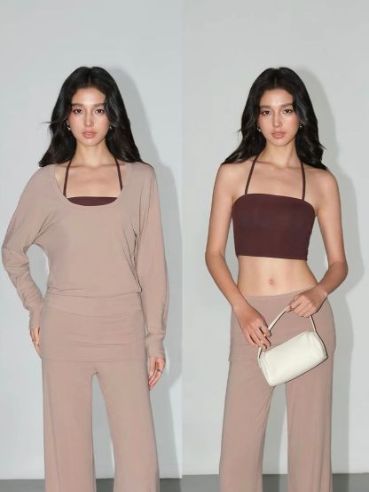Vaiana Three-Piece Casual Knit Top & Panel Overlay Pants (Sold Seperately)