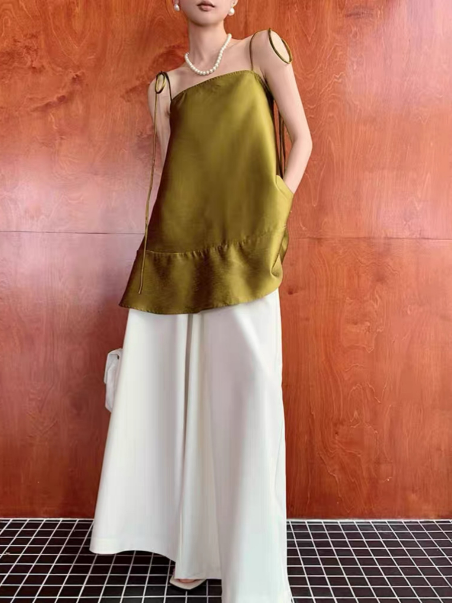 Yara Ribbon Tied Flare Cami Top