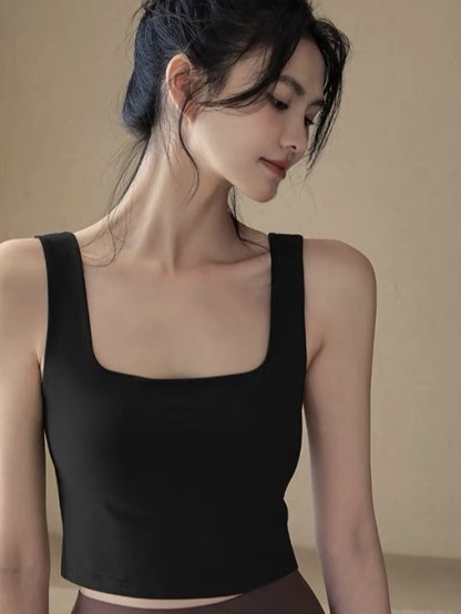 Dane Square Neck Padded Crop Top-The Black Bow-