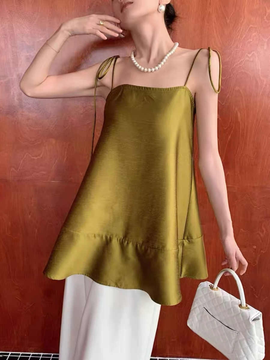 Yara Ribbon Tied Flare Cami Top