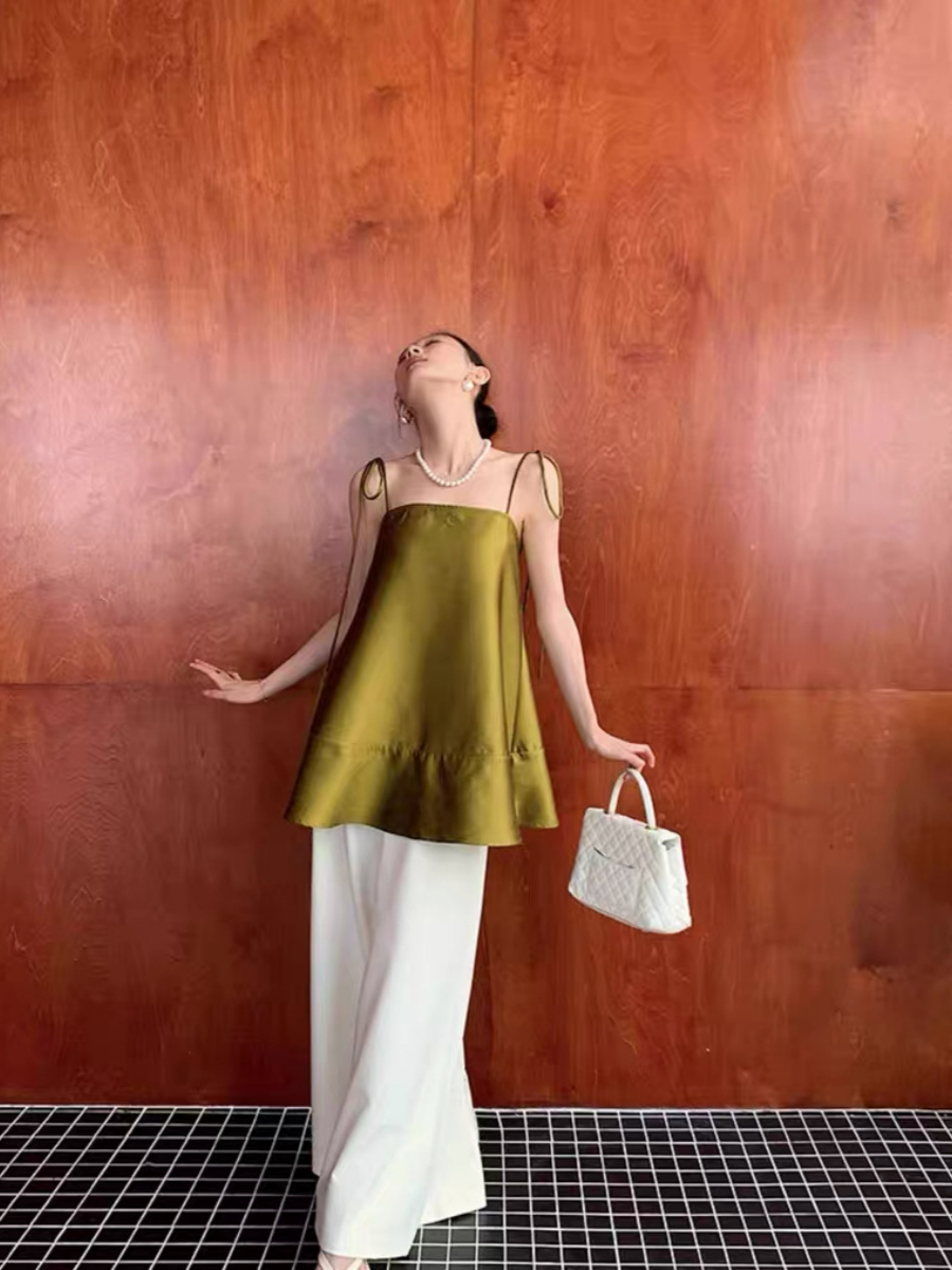 Yara Ribbon Tied Flare Cami Top