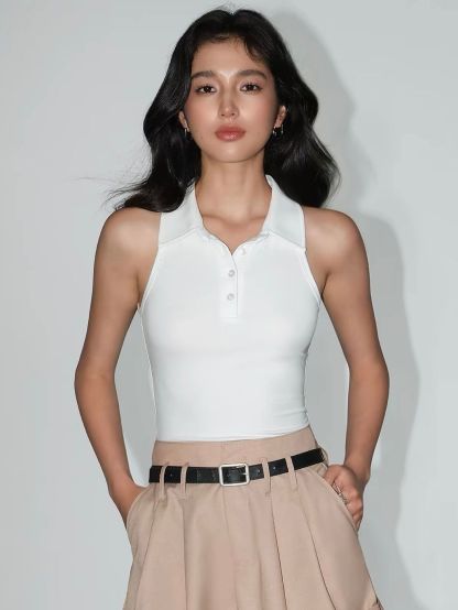Valence Fitted Sleeveless Polo Top