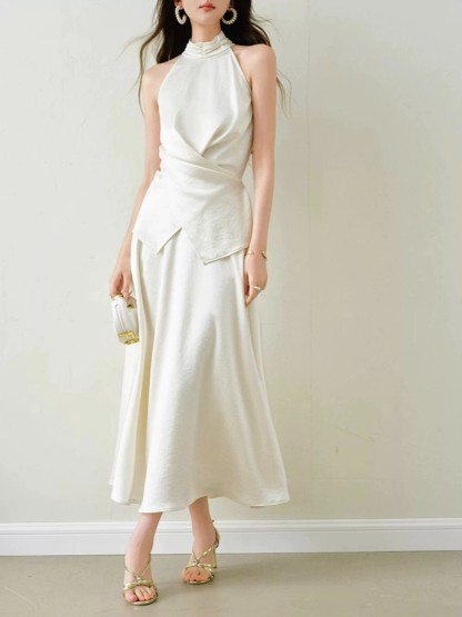 Yulietta Halter Neck Tie Back Top & Umbrella Skirt