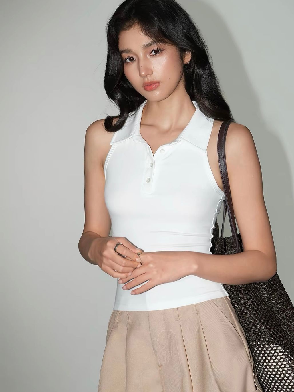 Valence Fitted Sleeveless Polo Top