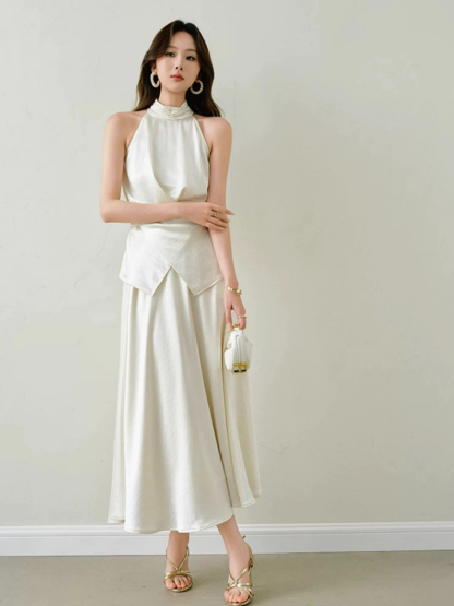 Yulietta Halter Neck Tie Back Top & Umbrella Skirt