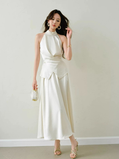 Yulietta Halter Neck Tie Back Top & Umbrella Skirt