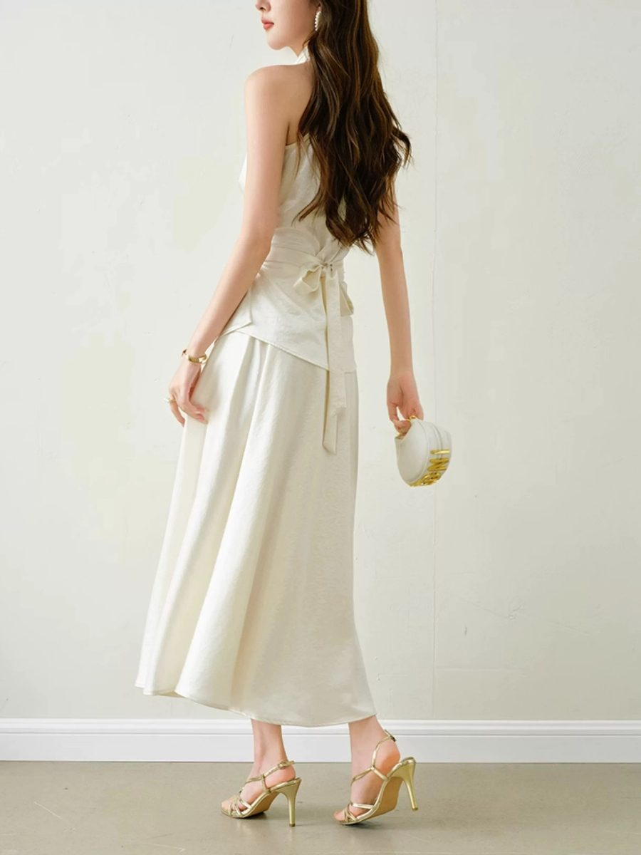 Yulietta Halter Neck Tie Back Top & Umbrella Skirt